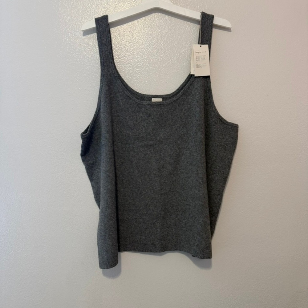 A New Day Womens Plus 4X Heathered Grey Knit Tank Top Cashmere-Like Scoop Neck